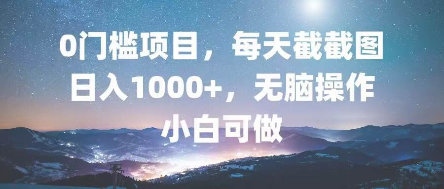 （13160期）0门槛项目，每天截截图，日入1000+，轻松无脑，小白可做-蓝天项目网