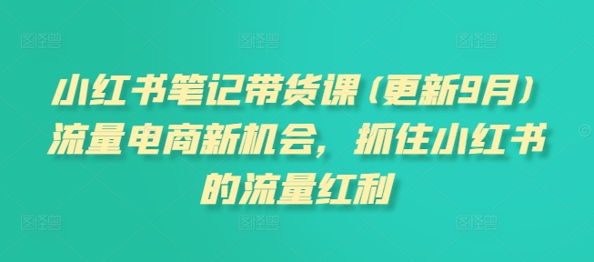 小红书笔记带货课(更新10月)流量电商新机会，抓住小红书的流量红利-蓝天项目网