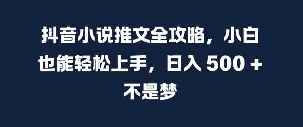 抖音小说推文全攻略，小白也能轻松上手，日入 5张+ 不是梦【揭秘】-蓝天项目网