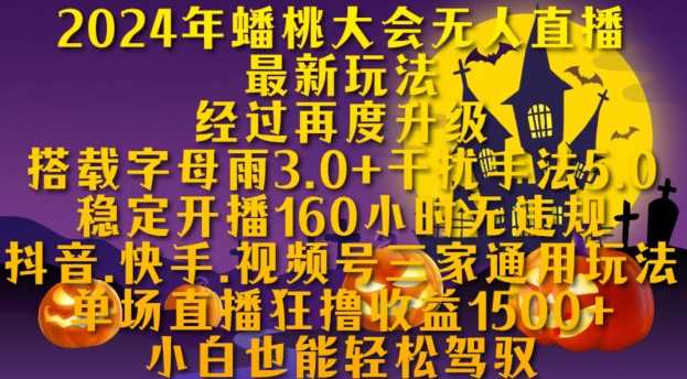 2024年蟠桃大会无人直播最新玩法，稳定开播160小时无违规，抖音、快手、视频号三家通用玩法【揭秘】-蓝天项目网