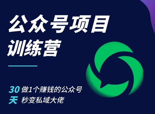 公众号项目训练营，30天做1个赚钱的公众号，秒变私域大佬-蓝天项目网