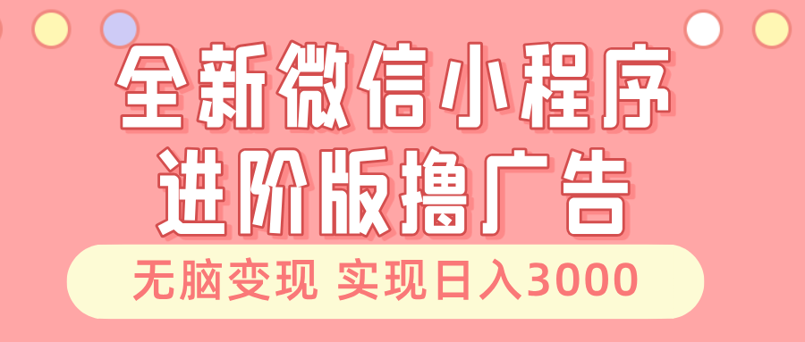 （13197期）全新微信小程序进阶版撸广告 无脑变现睡后也有收入 日入3000＋-蓝天项目网