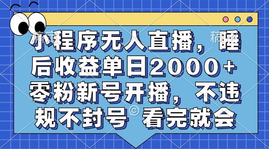 （13251期）小程序无人直播，睡后收益单日2000+ 零粉新号开播，不违规不封号 看完就会-蓝天项目网