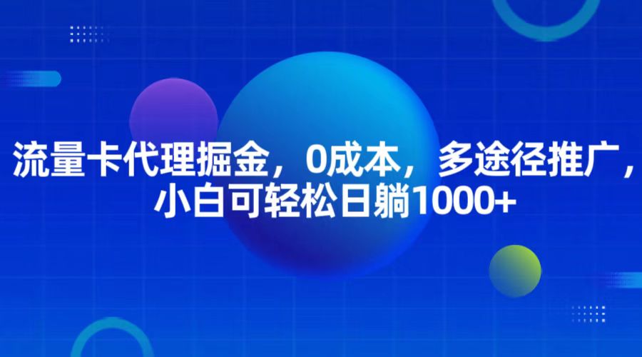 流量卡代理掘金，0成本，多途径推广，小白可轻松日躺1000+-蓝天项目网