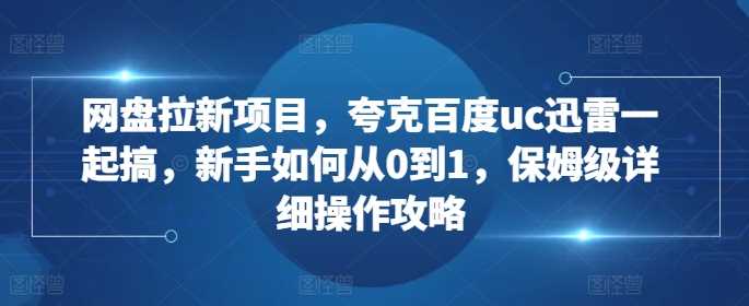 网盘拉新项目，夸克百度uc迅雷一起搞，新手如何从0到1，保姆级详细操作攻略-蓝天项目网