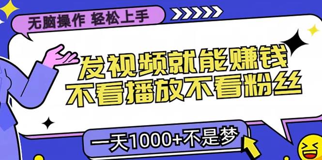 （13283期）无脑操作，只要发视频就能赚钱？不看播放不看粉丝，小白轻松上手，一天…-蓝天项目网