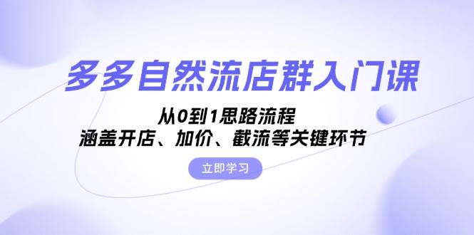 （13279期）多多自然流店群入门课，从0到1思路流程，涵盖开店、加价、截流等关键环节-蓝天项目网