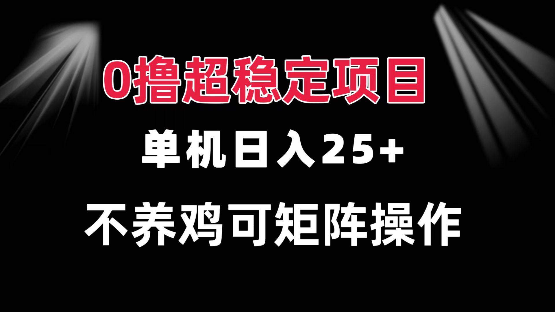 （13355期）0撸项目 单机日入25+ 可批量操作 无需养鸡 长期稳定 做了就有-蓝天项目网