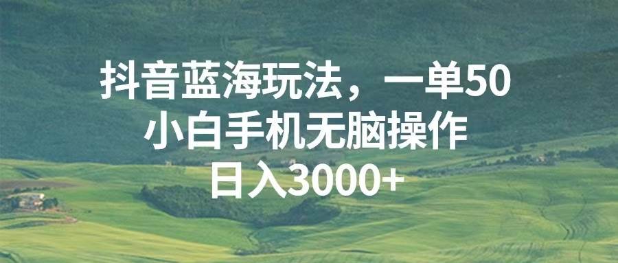 （13353期）抖音蓝海玩法，一单50，小白手机无脑操作，日入3000+-蓝天项目网