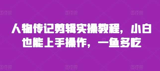 人物传记剪辑实操教程，小白也能上手操作，一鱼多吃-蓝天项目网