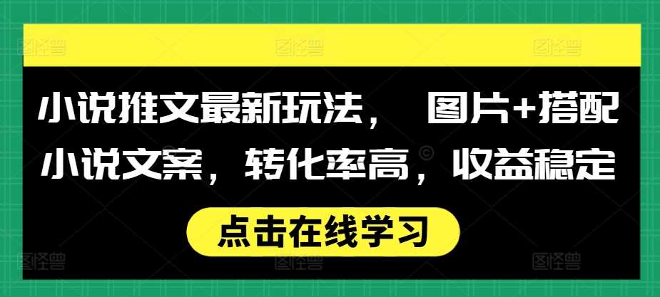 小说推文最新玩法， 图片+搭配小说文案，转化率高，收益稳定-蓝天项目网