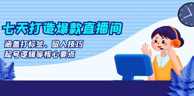 七天打造爆款直播间：涵盖打标签、留人技巧、起号逻辑等核心要点-蓝天项目网