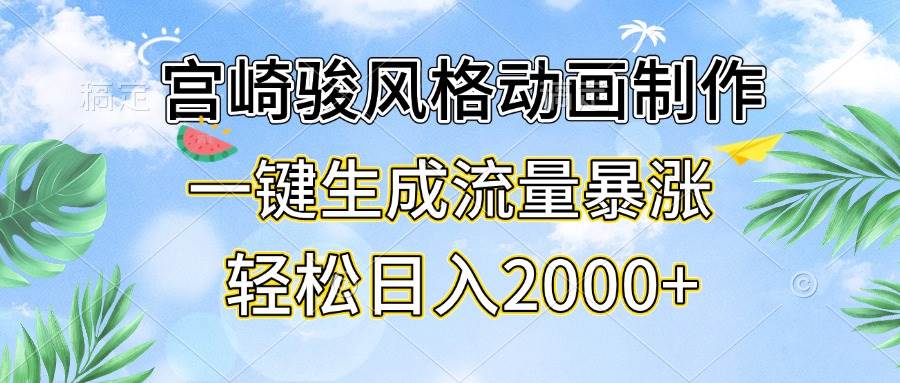 （13386期）宫崎骏风格动画制作，一键生成流量暴涨，轻松日入2000+-蓝天项目网