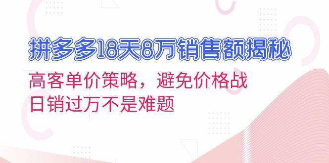 （13383期）拼多多18天8万销售额揭秘：高客单价策略，避免价格战，日销过万不是难题-蓝天项目网