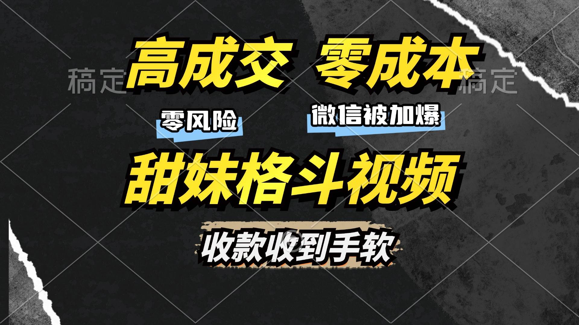 （13384期）高成交零成本，售卖甜妹格斗视频，谁发谁火，加爆微信，收款收到手软-蓝天项目网