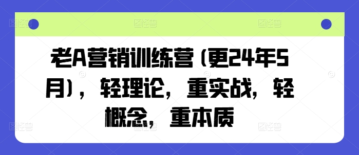 老A营销训练营(更24年11月)，轻理论，重实战，轻概念，重本质-蓝天项目网