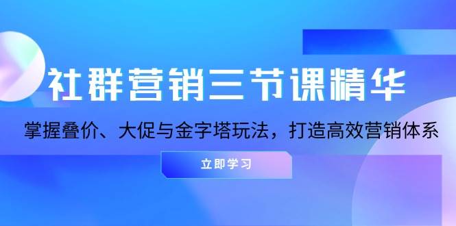 社群营销三节课精华：掌握叠价、大促与金字塔玩法，打造高效营销体系-蓝天项目网