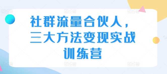 社群流量合伙人，三大方法变现实战训练营-蓝天项目网