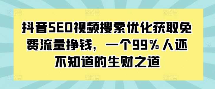 抖音SEO视频搜索优化获取免费流量挣钱，一个99%人还不知道的生财之道-蓝天项目网