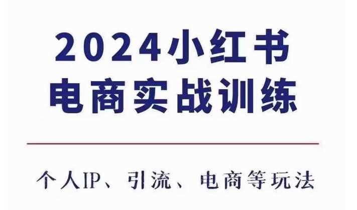 2024小红书电商3.0实战训练，包含个人IP、引流、电商等玩法-蓝天项目网