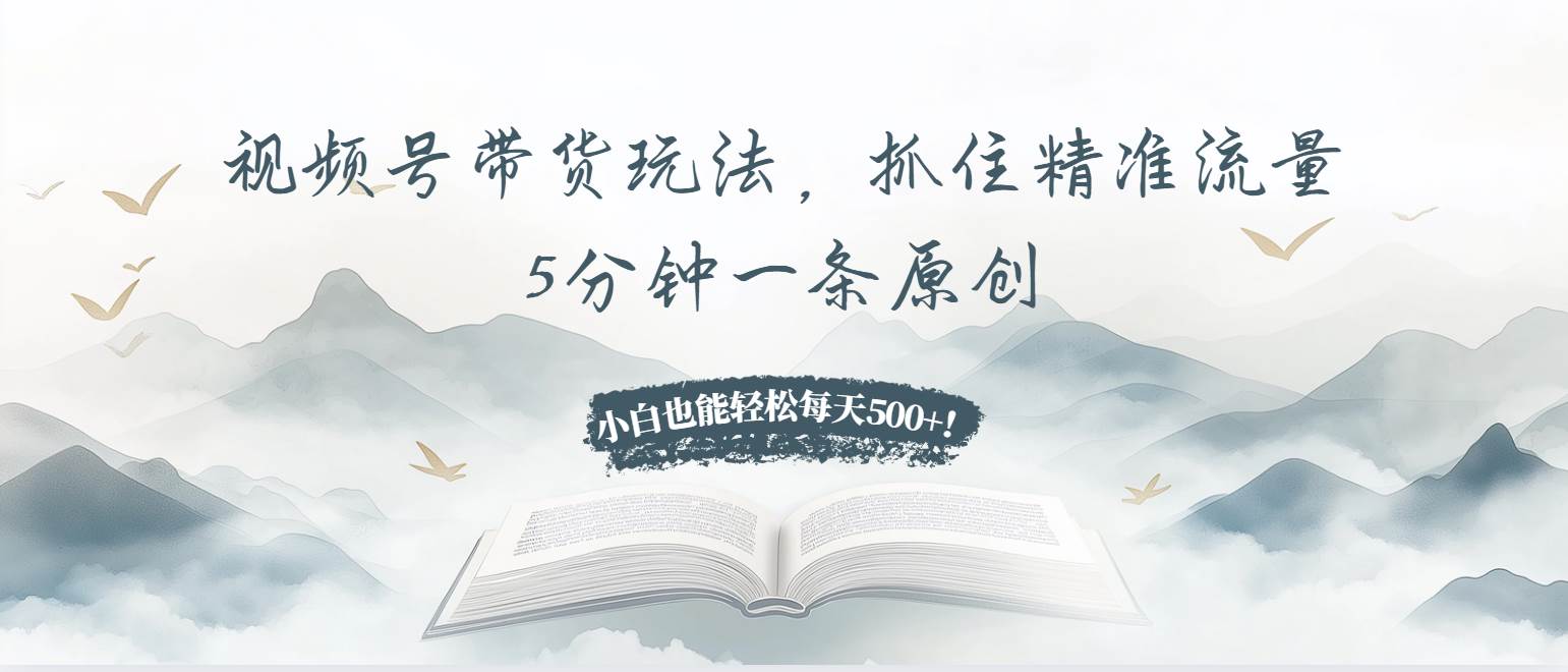 （13492期）视频号带货玩法，抓住精准流量，5分钟一条原创，小白也能轻松每天500+！-蓝天项目网