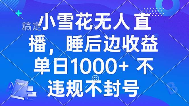 （13491期）小雪花无人直播 睡后收益单日1000+ 零粉丝新号开播 不违规 看完就会-蓝天项目网