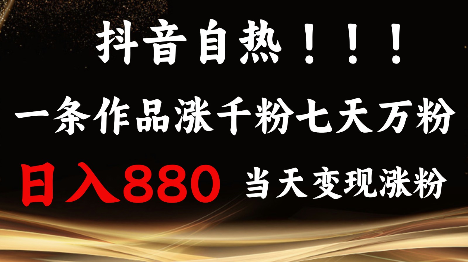 抖音小红书自热，一条作品1000粉，7天万粉，单日变现880收益-蓝天项目网