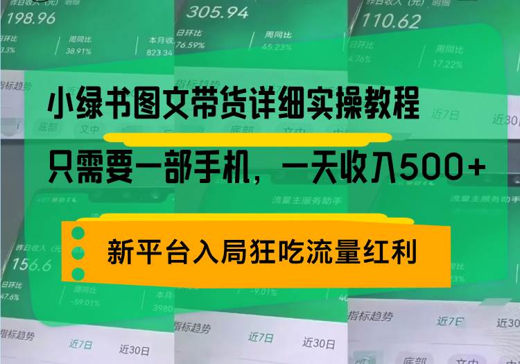 （13509期）小绿书图文带货详细实操教程，只需要一部手机，一天收入500+，轻松变现-蓝天项目网