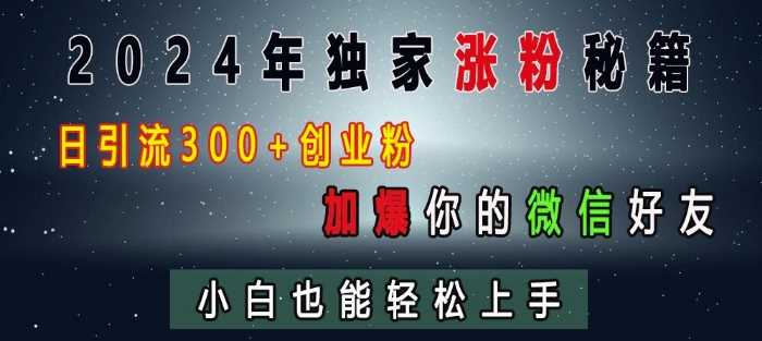 2024年独家涨粉秘籍，日引流300+创业粉，加爆你的微信好友，小白也能轻松上手-蓝天项目网