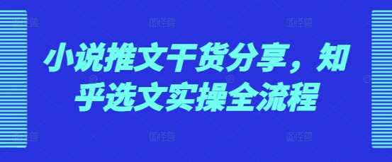 小说推文干货分享，知乎选文实操全流程-蓝天项目网