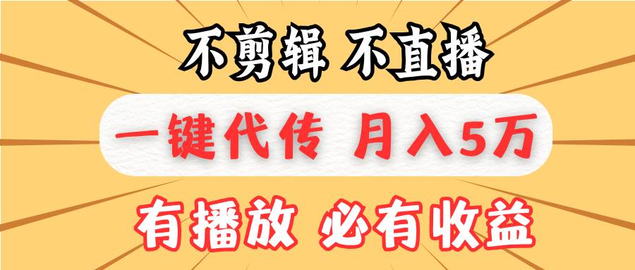 （13555期）不剪辑不直播，一键代发，月入5万懒人必备，我出视频你来发-蓝天项目网