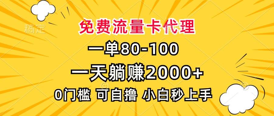 （13551期）一单80，免费流量卡代理，一天躺赚2000+，0门槛，小白也能轻松上手-蓝天项目网