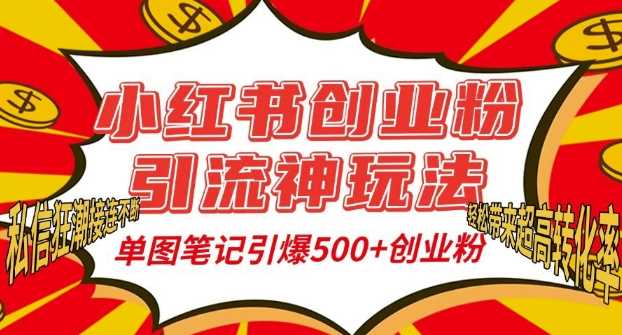 小红书创业粉引流神玩法，单图笔记引爆500+精准创业粉丝，私信狂潮接连不断-蓝天项目网