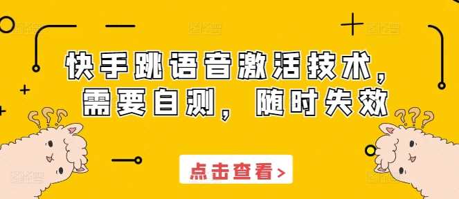 快手跳语音激活技术，需要自测，随时失效-蓝天项目网