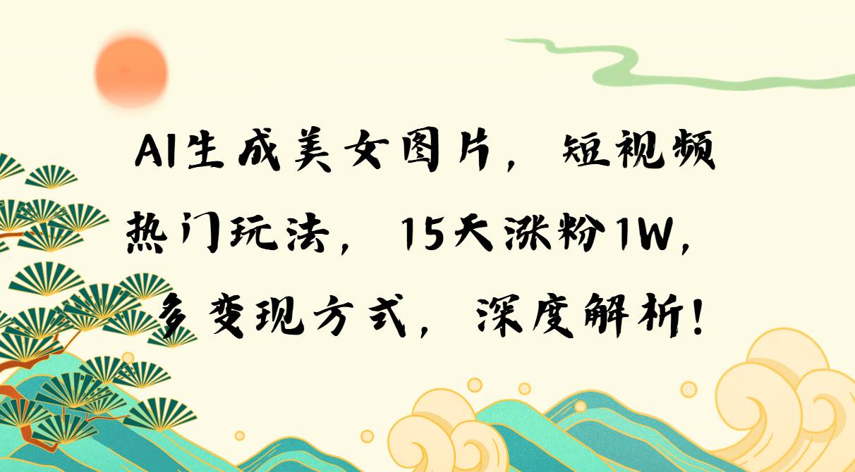 （13581期）AI生成美女图片，短视频热门玩法，15天涨粉1W，多变现方式，深度解析!-蓝天项目网