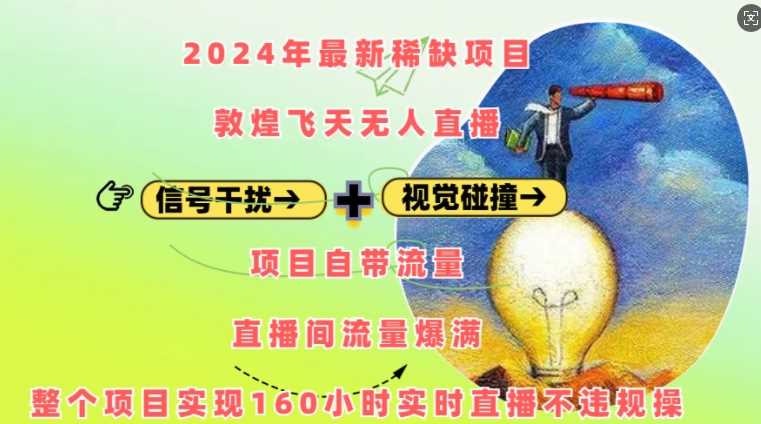 2024年最新稀缺项目敦煌飞天无人直播，项目自带流量，流量爆满，实现160小时实时直播不违规操-蓝天项目网