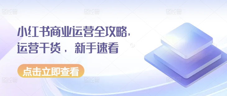 小红书商业运营全攻略，运营干货 ，新手速看-蓝天项目网