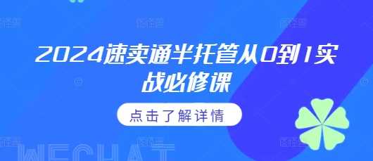 2024速卖通半托管从0到1实战必修课，掌握通投广告打法、熟悉速卖通半托管的政策细节-蓝天项目网