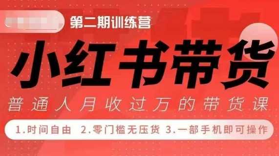 小Red书带货42天训练营 2.0版，宝妈+自由职+上班族+大学生，提高副业收入的大红利项目-蓝天项目网