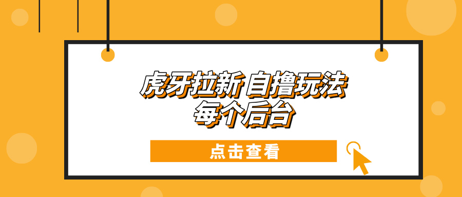 （13631期）虎牙拉新自撸玩法 每个后台每天100+-蓝天项目网