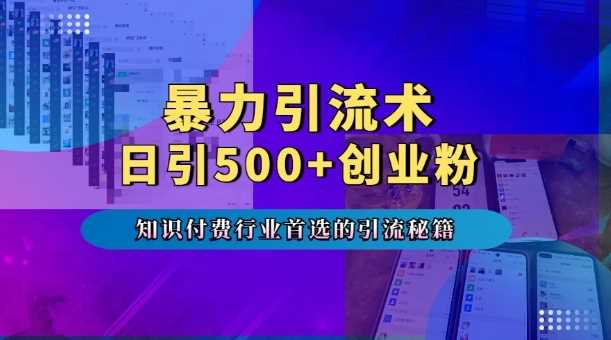 暴力引流术，专业知识付费行业首选的引流秘籍，一天暴流500+创业粉，五个手机流量接不完!-蓝天项目网