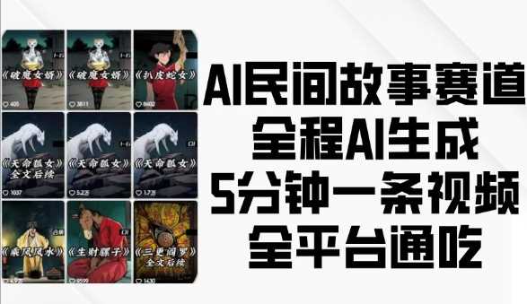 AI民间故事赛道，全程AI生成5分钟一条视频，全平台通吃-蓝天项目网