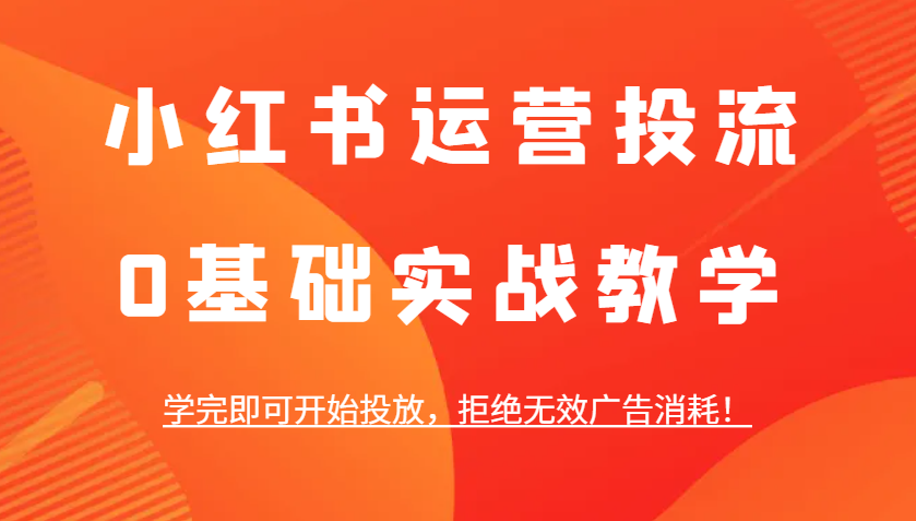 小红书运营投流，0基础实战教学，学完即可开始投放，拒绝无效广告消耗！-蓝天项目网