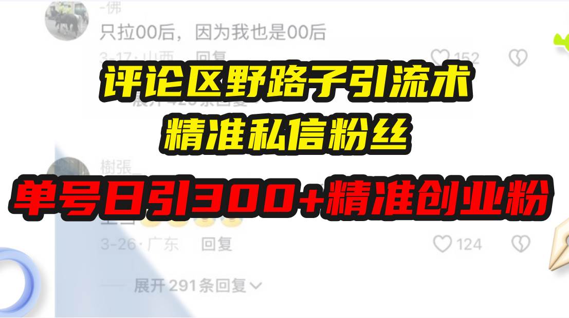 （13676期）评论区野路子引流术，精准私信粉丝，单号日引流300+精准创业粉-蓝天项目网