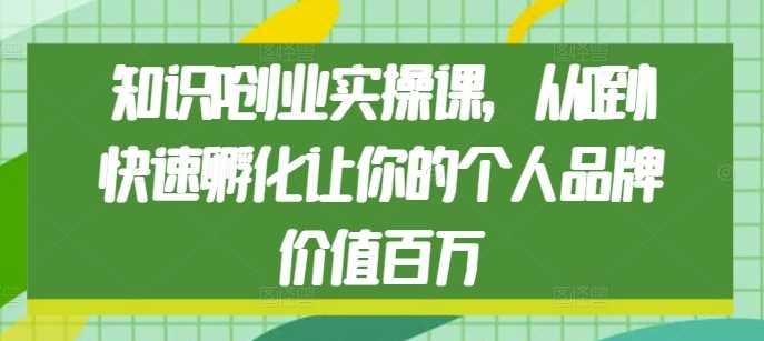 知识IP创业实操课，从0到1快速孵化让你的个人品牌价值百万-蓝天项目网