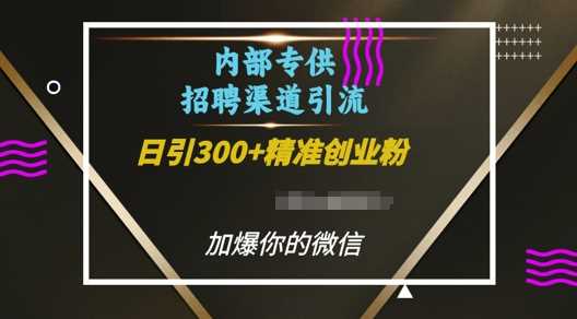 内部招聘渠道日引流300+创业粉，加爆你的微信【揭秘】-蓝天项目网