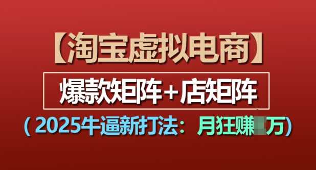 淘宝虚拟电商，2025牛逼新打法：爆款矩阵+店矩阵，月入过万-蓝天项目网