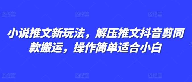 小说推文新玩法，解压推文抖音剪同款搬运，操作简单适合小白-蓝天项目网