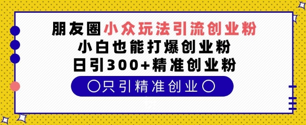 朋友圈小众玩法引流创业粉，小白也能打爆创业粉，日引300+精准创业粉【揭秘】-蓝天项目网