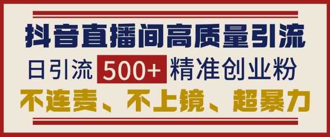 抖音直播间引流创业粉，无需连麦、不用上镜、超暴力，日引流500+高质量精准创业粉-蓝天项目网